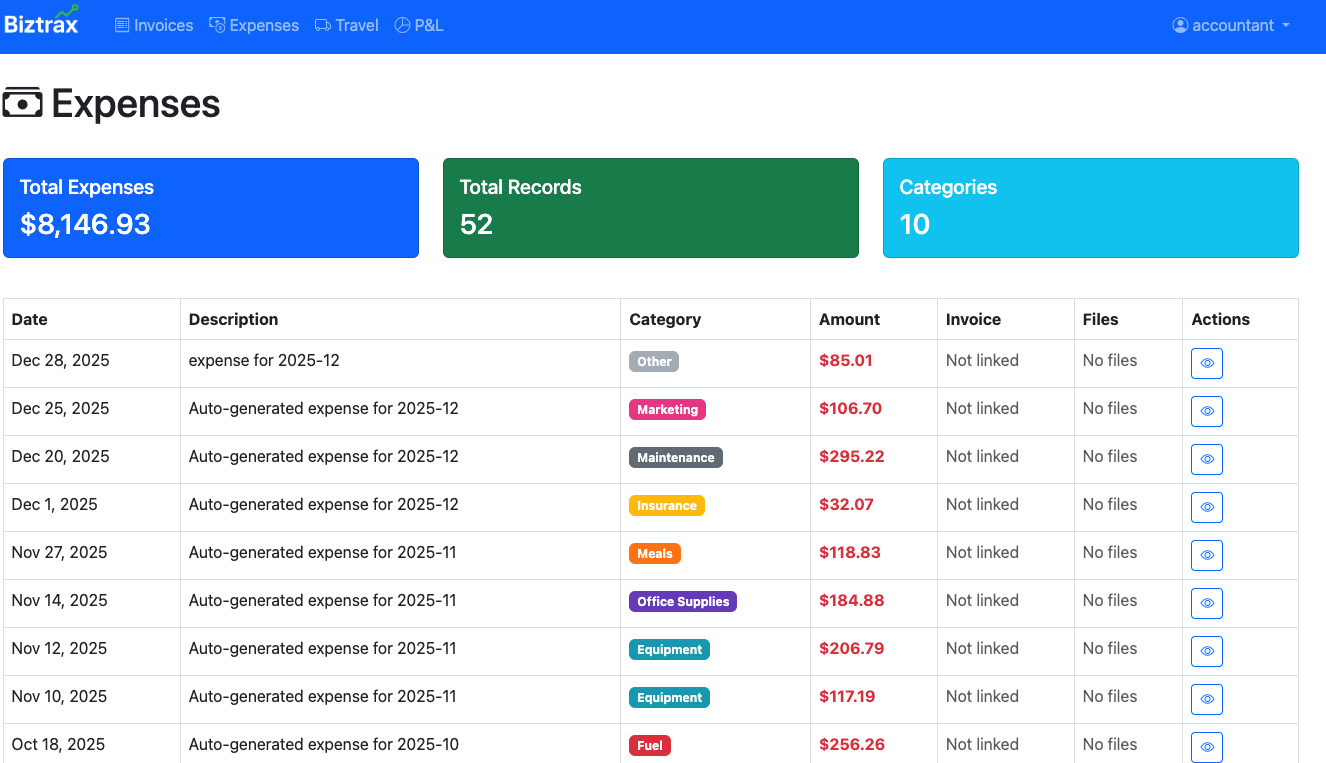 Accountant View Interface
