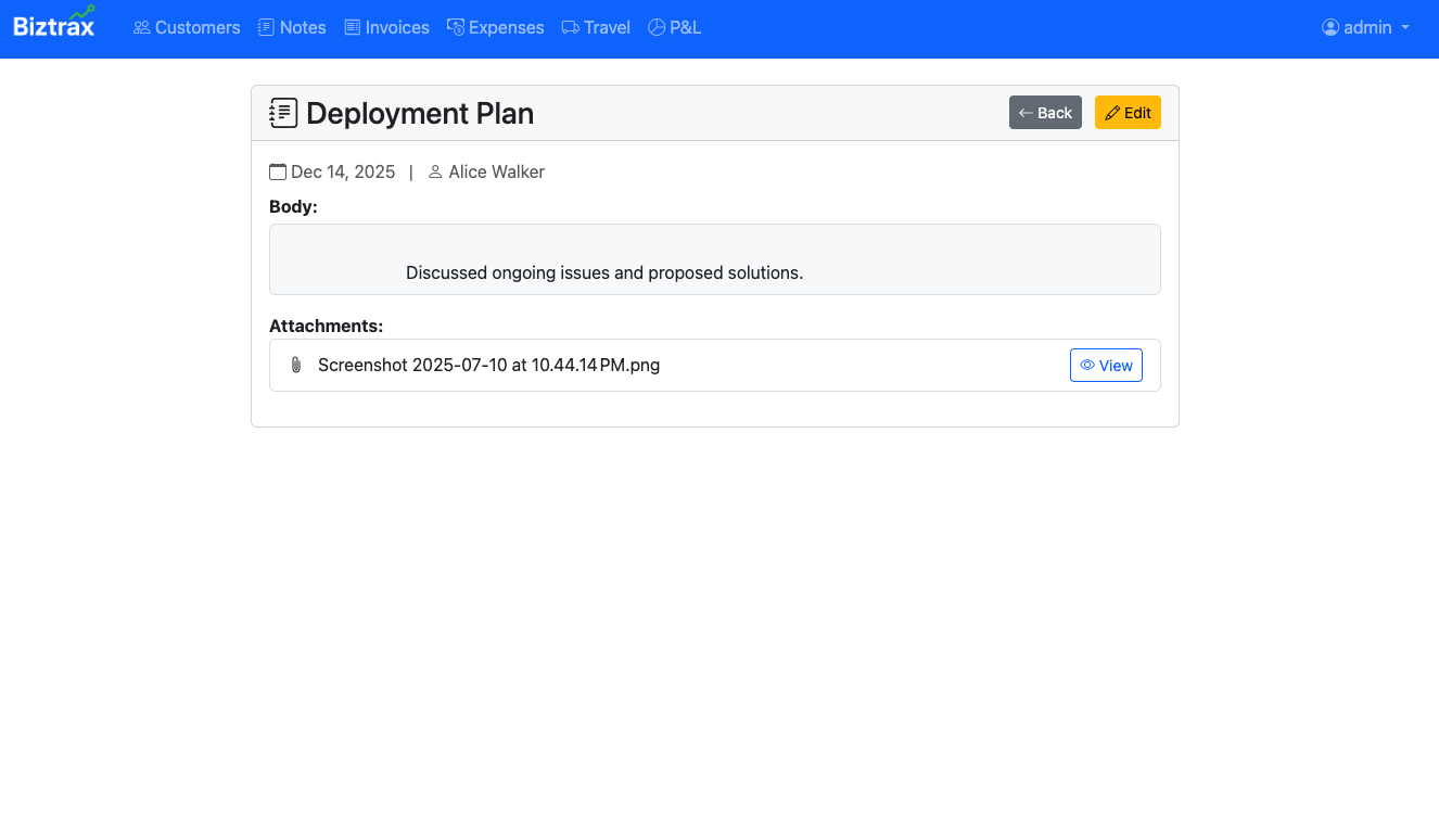 Notes & Documentation Interface