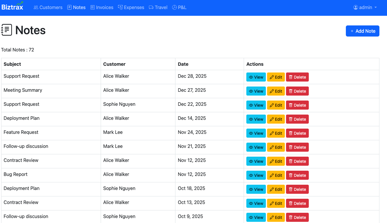 Notes & Documentation Interface