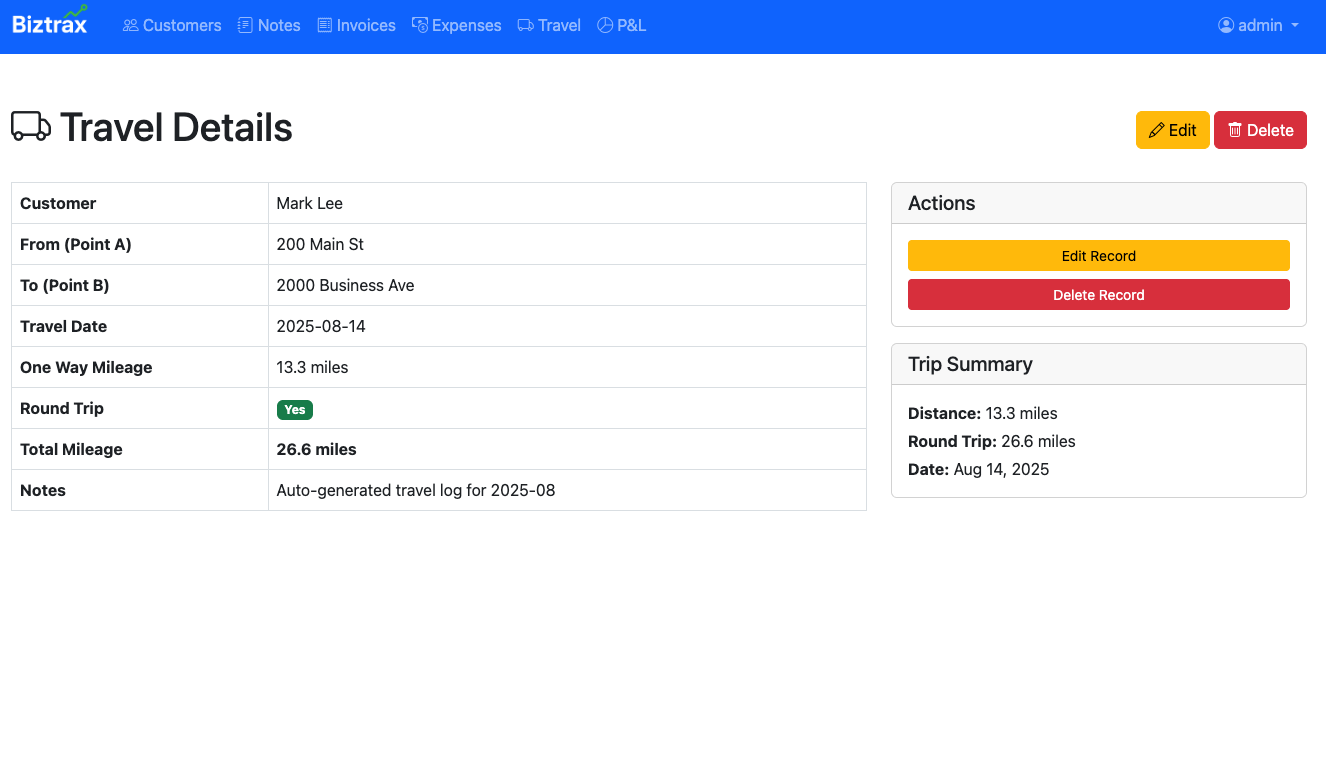 Travel Management Interface